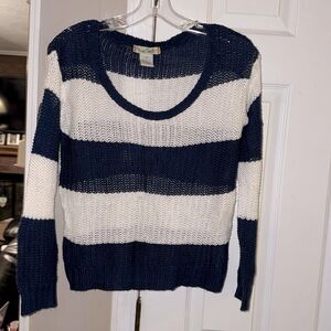 Women's Blue & White Striped Sweater